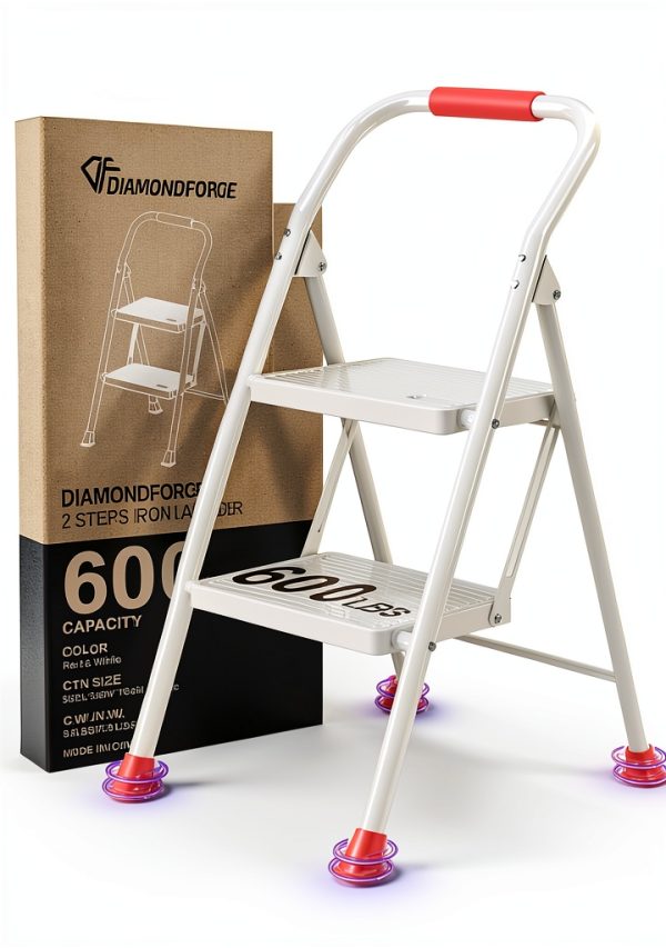 DIAMONDFORGE Step Ladder Foldable Anti-Slip 600lb Capacity-0