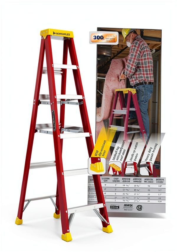 Fiberglass Stepladder Louisville Ladder Heavy Duty 300lb-5