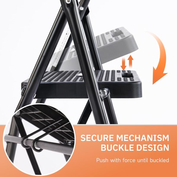 Simple Deluxe Step Ladder Heavy Duty Alloy Steel Black-3