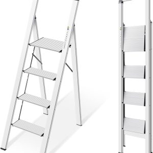 KINGRACK Aluminum Step Ladder Foldable Handrail Home Use-0