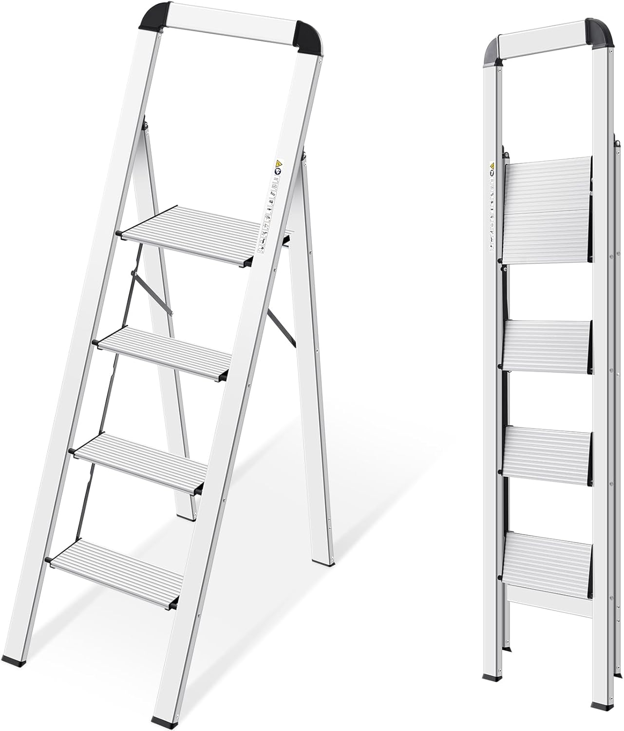 KINGRACK aluminum step ladder in a home setting with handrail