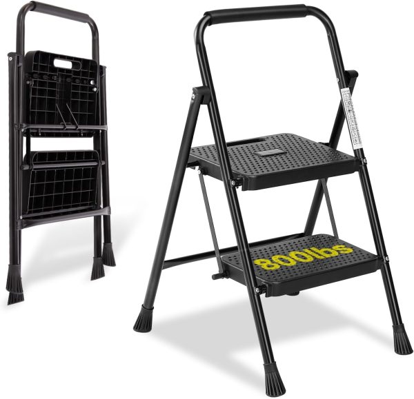 Simple Deluxe Step Ladder Heavy Duty Alloy Steel Black-0