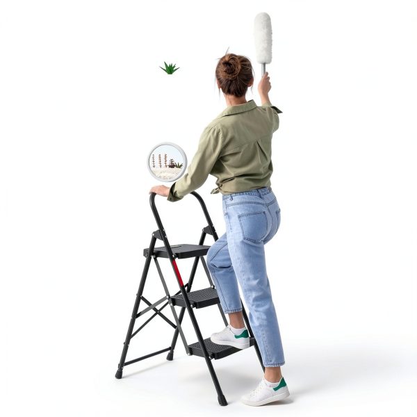 BONTEC Step Ladder Heavy Duty Foldable Anti Slip Home Tool-3