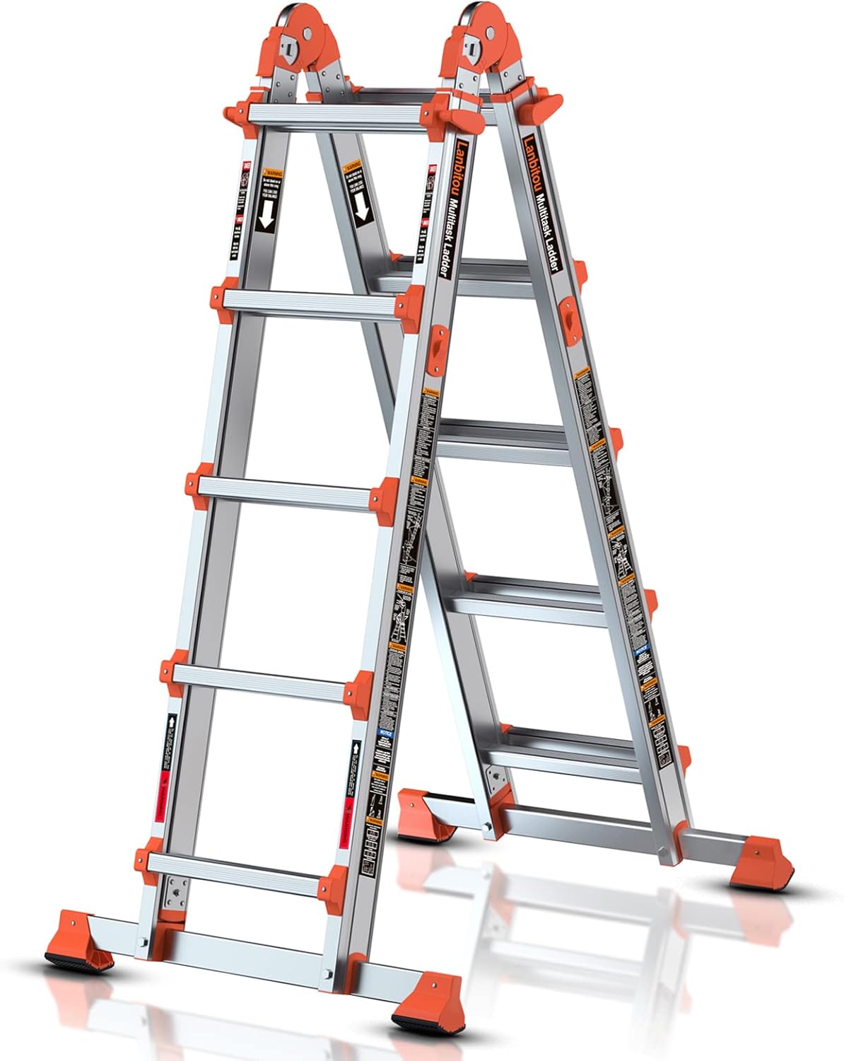 LANBITOU multi-position ladder in A-frame configuration on a driveway
