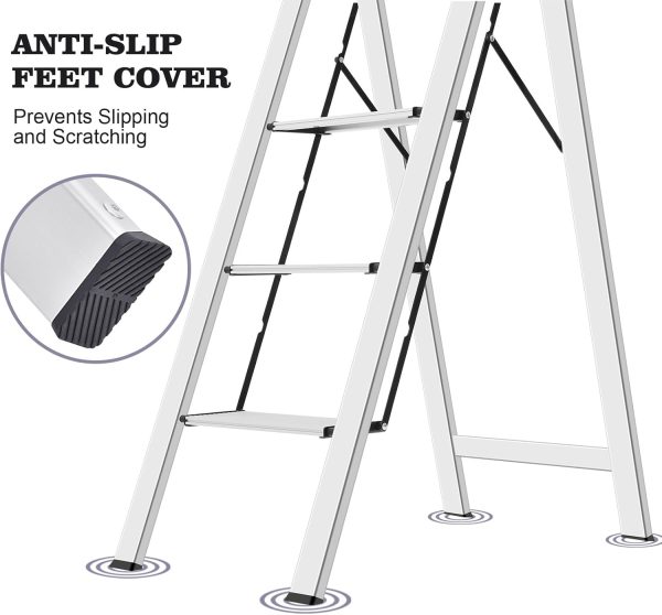 KINGRACK Aluminum Step Ladder Foldable Handrail Home Use-2