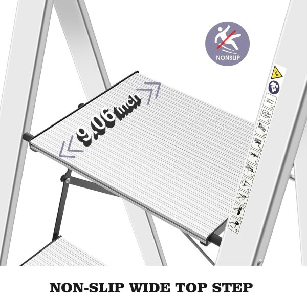 KINGRACK Aluminum Step Ladder Foldable Handrail Home Use-1