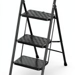 HBTower 3 Step Ladder Foldable Steel Home Tool-0