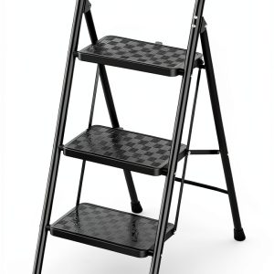 HBTower 3 Step Ladder Foldable Steel Home Tool-0