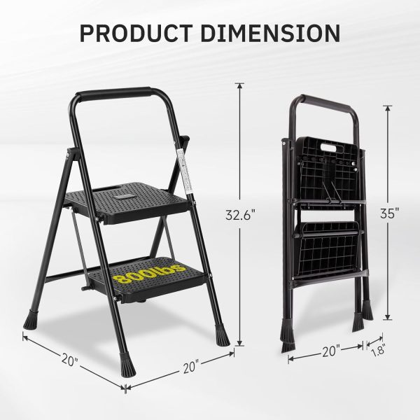Simple Deluxe Step Ladder Heavy Duty Alloy Steel Black-4