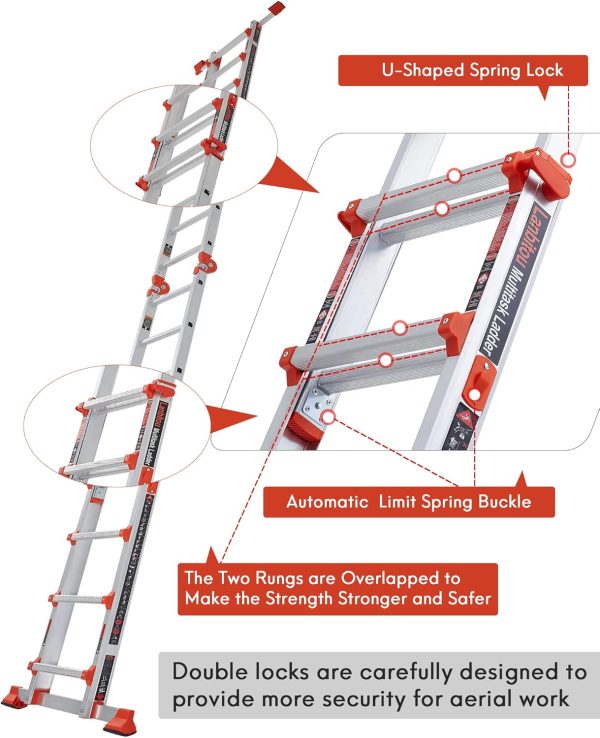 LANBITOU Aluminum Multi Position Ladder Home Improvement-2