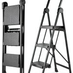 XinSunho 3 Step Ladder Cast Iron Foldable Handrail Tool Tray-0