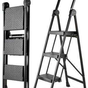 XinSunho 3 Step Ladder Cast Iron Foldable Handrail Tool Tray-0