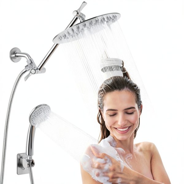 NearMoon Brass Fixed Nut 3‑Port Shower Diverter Chrome-5