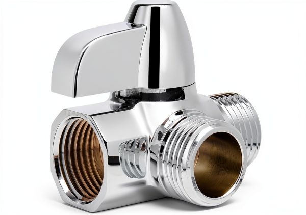 NearMoon Brass Fixed Nut 3‑Port Shower Diverter Chrome-0