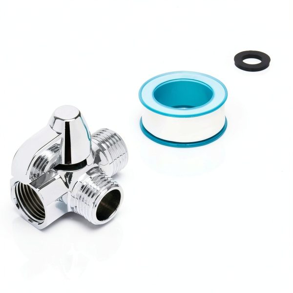 NearMoon Brass Fixed Nut 3‑Port Shower Diverter Chrome-6