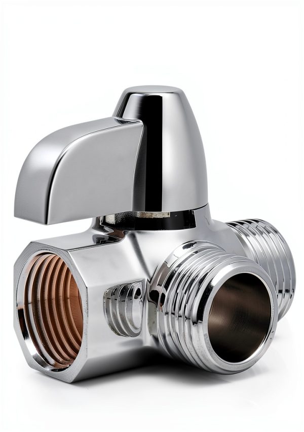 NearMoon Brass Fixed Nut 3‑Port Shower Diverter Chrome-2