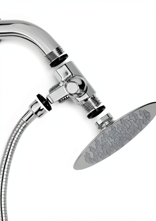 NearMoon Brass Fixed Nut 3‑Port Shower Diverter Chrome-1