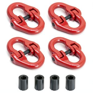QWORK G80 Alloy Steel Hammerlock Link 3/8" Red 7100 lb WLL 4 Pack-0