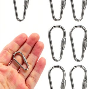 Heavy Duty Stainless Steel Quick Link 10 Piece Carabiner Set Silver-0